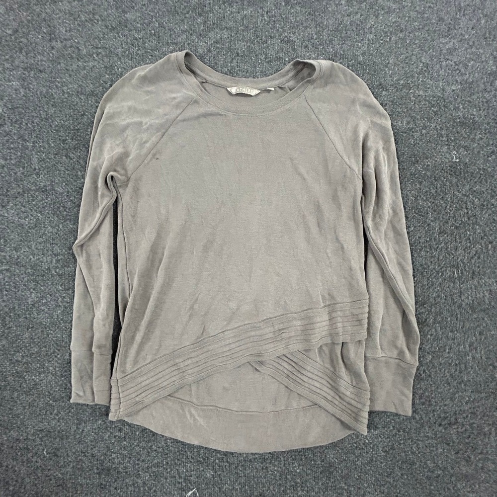 Athleta Sweatshirt Womens Size M Gray Modal Blend Wrap Tulip Hem Pleated Yoga